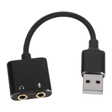5Pièces Adaptateur Casque Pièce USB Aluminium Noir Jack Microphone Audio