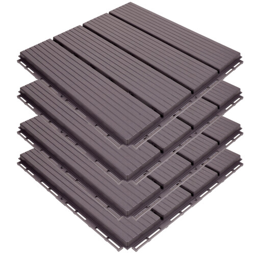 8Pièces Dalles Extérieur Emboîtables Gris Pour Terrasse 1