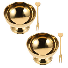 2Pcs Stainless Steel Dessert Goblets Gold Ice Cream Cups for Kitchen