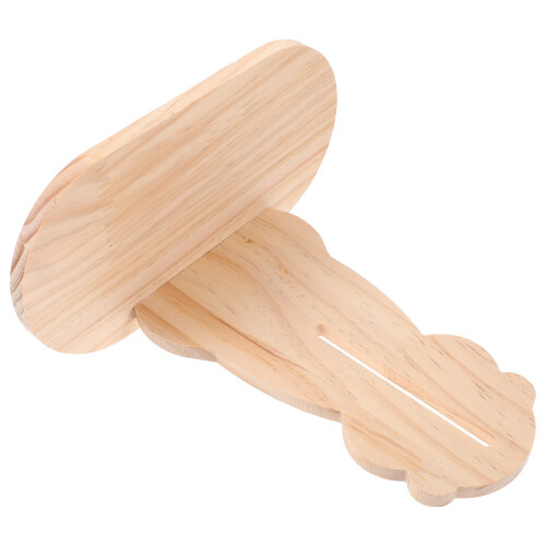 2Pièces Support Bois Pour Roue De Hamster Silencieuse Marron Clair 2