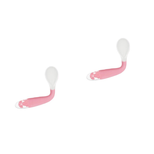 2Pcs Infant Bendable Spoon Pink Silicone Easy-Grasp Kids Tableware 1