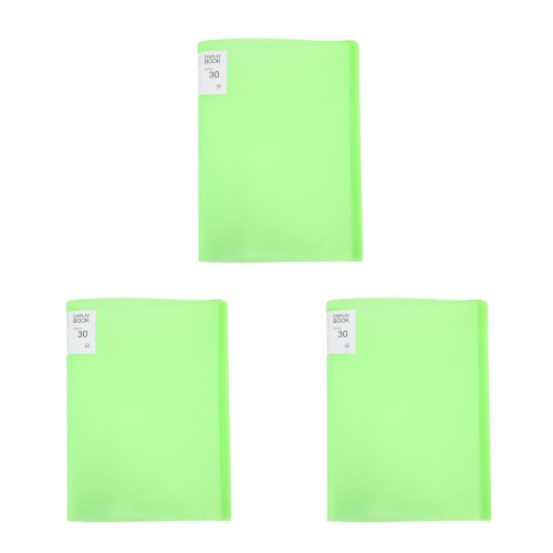 3Pièces Portfolio Plastique Vert Pour Présentation Stockage 2