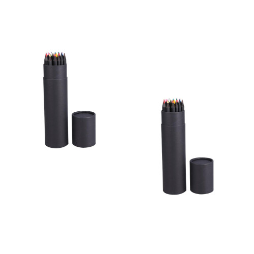 2Sets Safe Bamboo Colored Pencils Black Case for Home and School Art 2