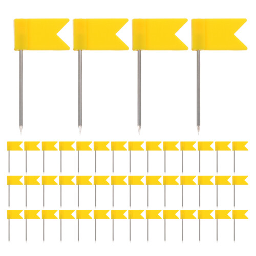 100Pcs Decorative Yellow Map Push Pins - Flag Markers for Cork Boards