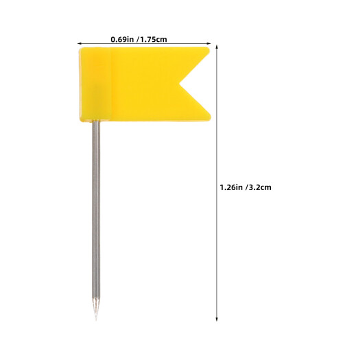 100Pcs Decorative Yellow Map Push Pins - Flag Markers for Cork Boards 1
