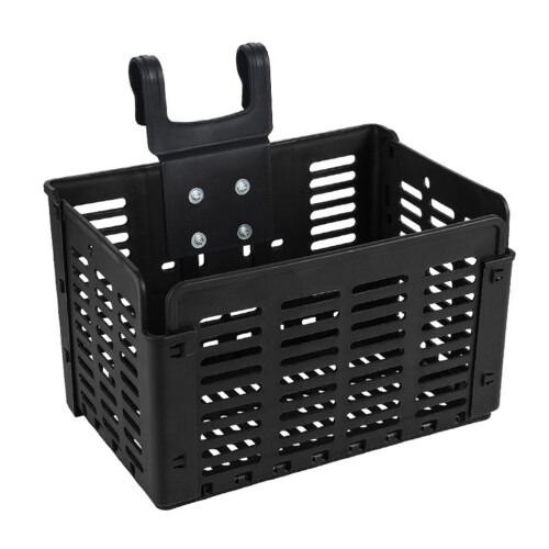 2Pcs Black Plastic Foldable Bike Basket Front Handlebar Storage Holder 2