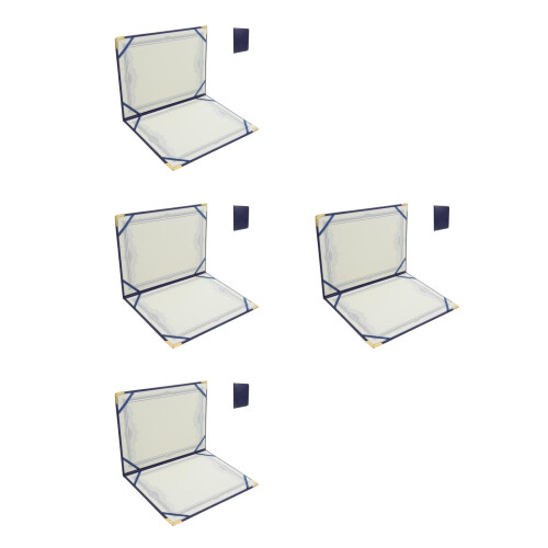4Pcs Certificate Holders Blue PU Paper Document Protectors 2