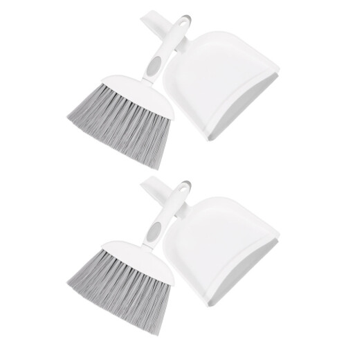 5Sets Small Grey Broom and Dustpan Set PP for Keyboard Car Use