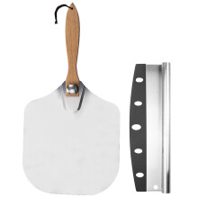 2Stk Aluminium Pizzaheber Mit Stabilem Holzgriff Und Edelstahlschaber