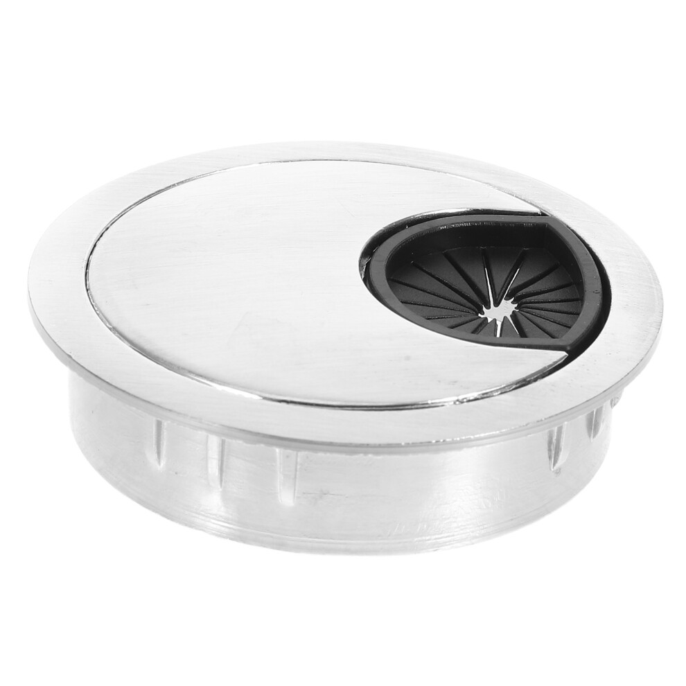 5Pcs Zinc Alloy Desktop Cord Hole Plug Silver Round Cable Organizer 3404206519286