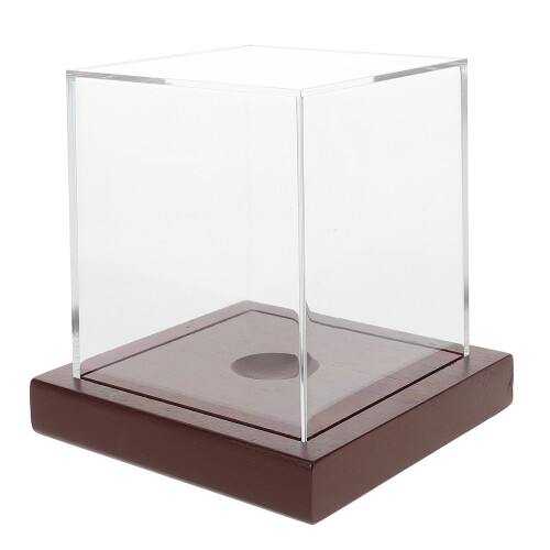 2Pcs Clear Baseball Display Case with Durable Wood Base for Storage 2