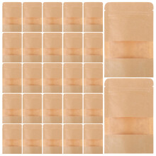 300Pcs Kraft Paper Snack Bags with Window Waterproof Sealable for Food
