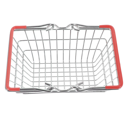 4Pcs Sturdy Silver Iron Mini Shopping Basket Desktop Storage and Decor 1