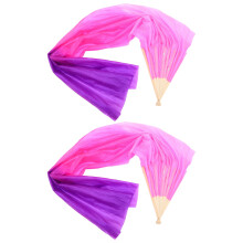 2Pcs Multi-Color Bamboo Silk Dance Fans for Belly and Folk Dance