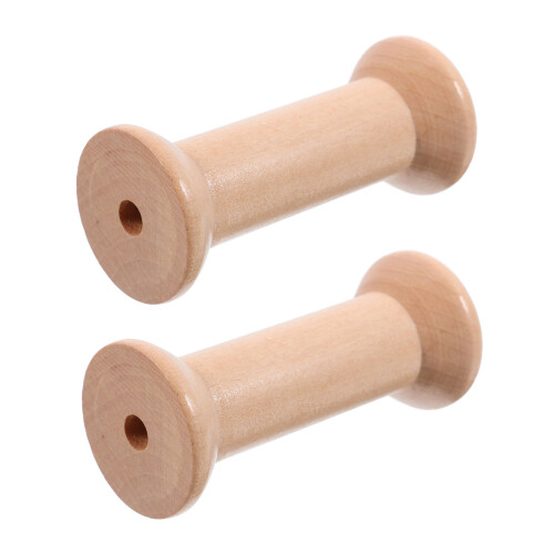 8Pcs Wooden Empty Spools Beige Thread Holder for Sewing Crafts 1