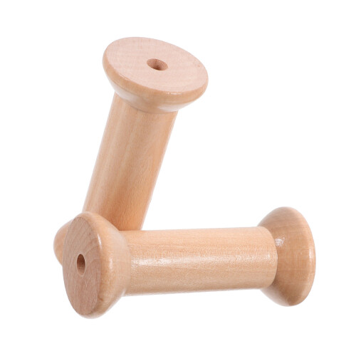 8Pcs Wooden Empty Spools Beige Thread Holder for Sewing Crafts 2