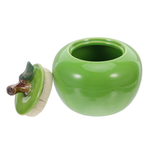 2Pcs Green Rustic Ceramic Jar Airtight Candy Storage Canisters 1