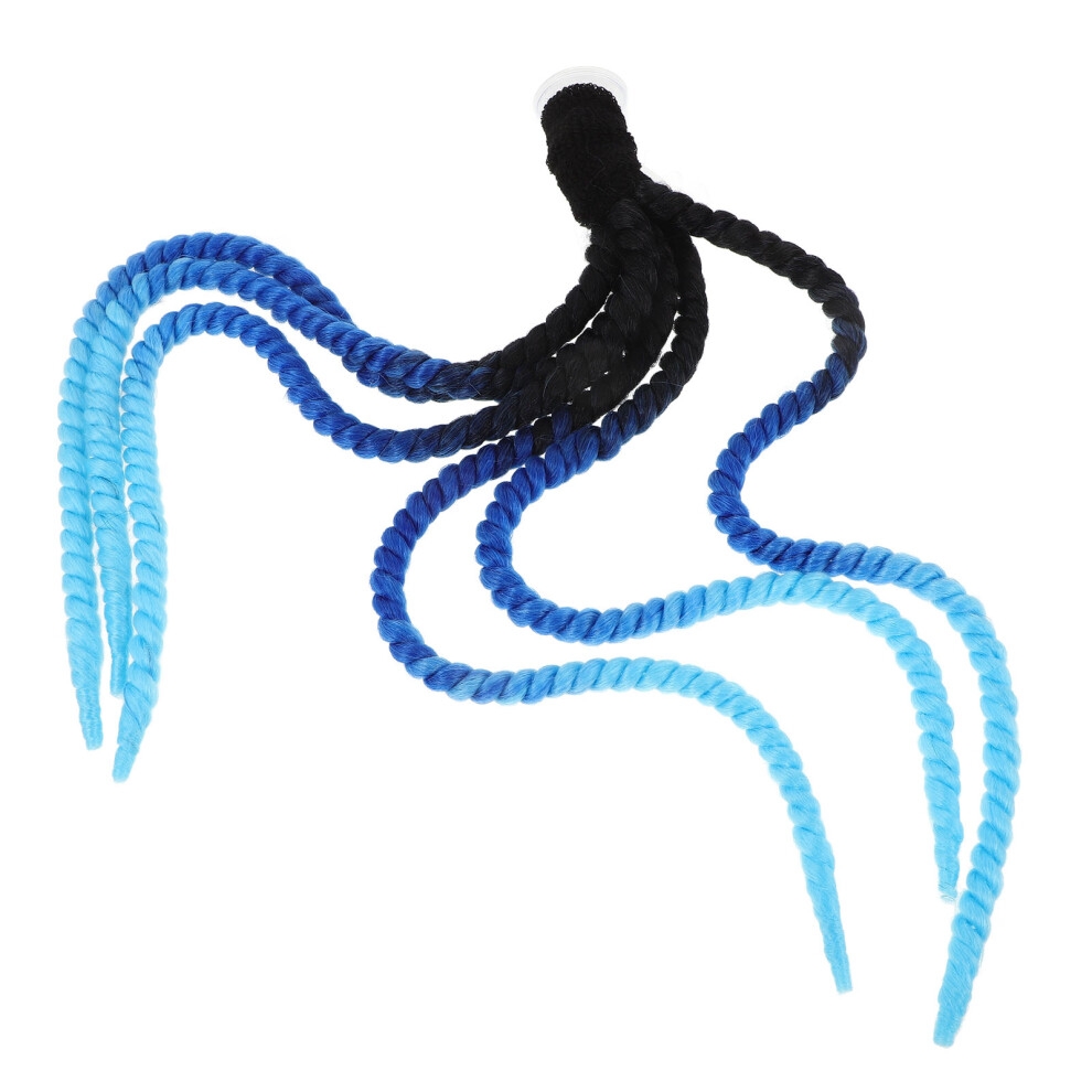 Inoomp Unisex Blue 3Pcs Motorcycle Wig With Braid Ponytail Suction Cup Decor