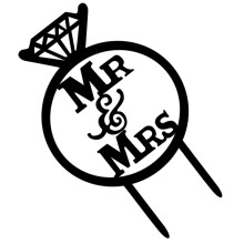 Black Acrylic Mr & Mrs Cake Topper for Engagement Cakes