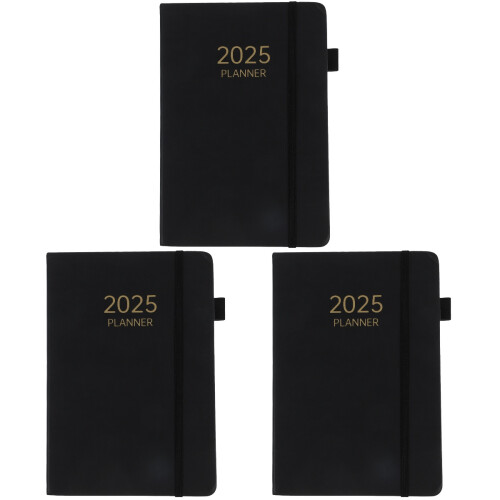 3Pcs Daily Use Monthly Planner 2025 Black Multifunction Notebook 2