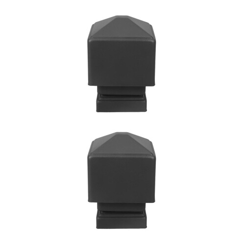 2Pièces Couvre-Poteaux Métal Gris Pyramidal Pour Jardin 1