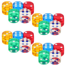 20Pièces Dés Arrondis Translucides 6 Faces Couleurs Vives Pour Jeux