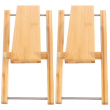 4Pièces Tabourets Pliants Beige En Bambou Pour Salle De Bain