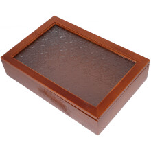 2Pcs Handpolished Brown Wooden Tea Storage Box with Glass Lid