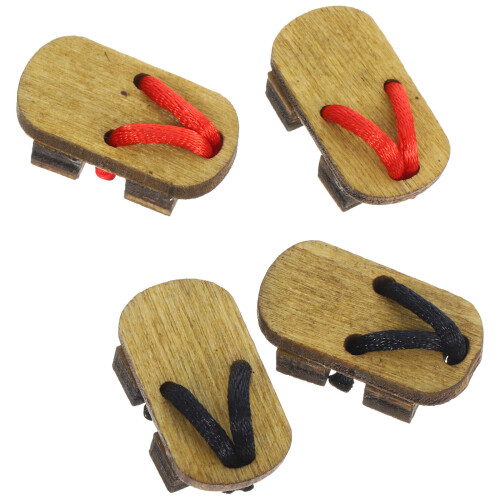 6Paare Mini Holzclogs Puppendeko Zubehör 2