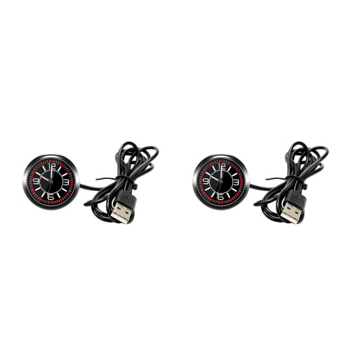 2Pcs Black Mini Clock with Night Glow for Dashboard Decor 2