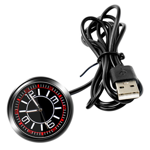 2Pcs Black Mini Clock with Night Glow for Dashboard Decor 1