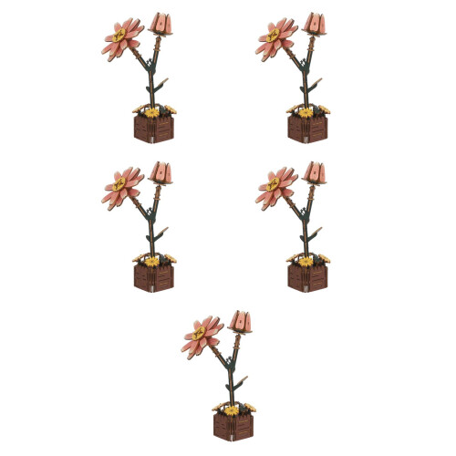 5Pièces Puzzle Marguerite 3D Bois Kit DIY Bouquet 2