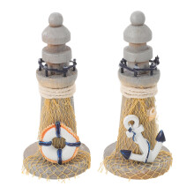 10Pièces Miniature Phare Bois Décor Vintage Océan
