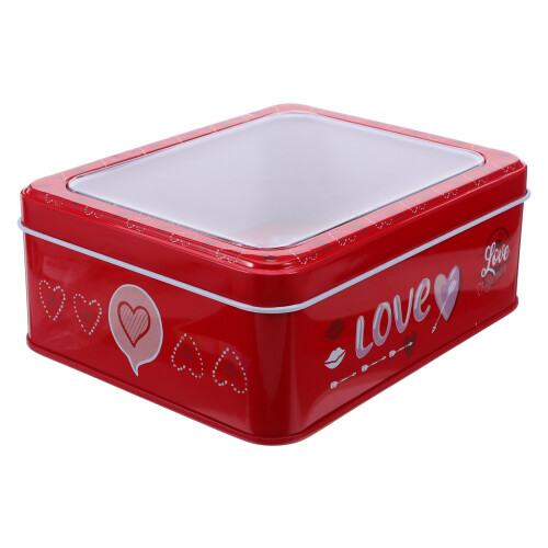 3Pièces Boîtes Saint-Valentin Métalliques Rouge Rangement 1