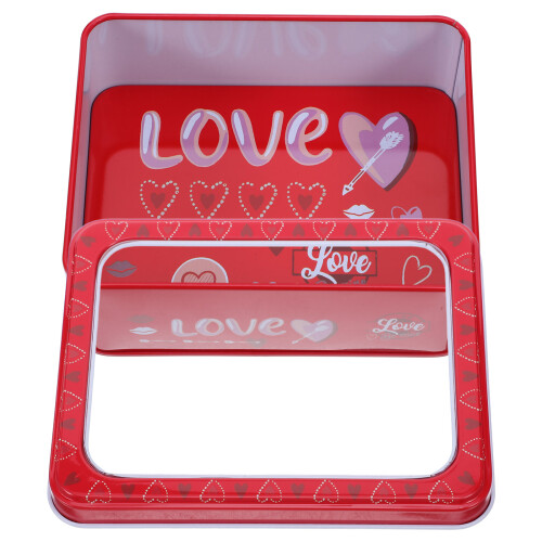 3Pièces Boîtes Saint-Valentin Métalliques Rouge Rangement 2