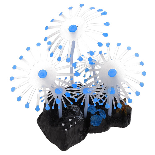 2Pièces Décoration Aquarium Anémones Silicone Aspect Naturel 1