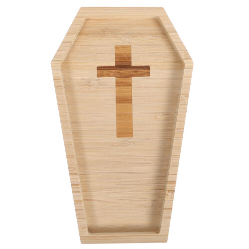 2Pièces Plateau Bois Tombe Coffin Snack Décor Gothique 2