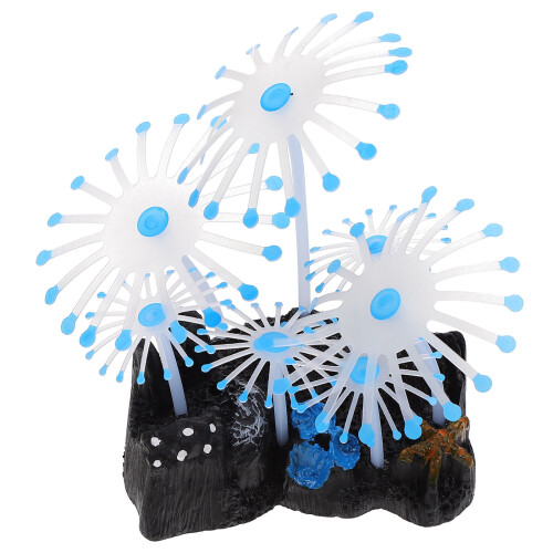 2Pièces Décoration Aquarium Anémones Silicone Aspect Naturel