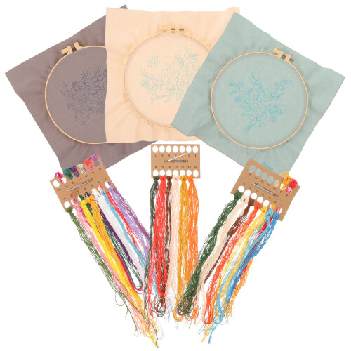 12Sets DIY Stickset Anfänger Polyester Kunststoff Bunt Stickmaterial 2
