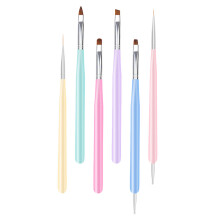 12Pièces Pinceaux Nail Art Bois Multi Couleur Pour Salon Et