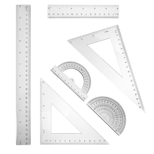 24Pièces Ensemble Règles Angleurs Plastique Transparent Étudiant