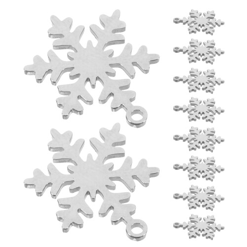 40Pièces Étiquette Flocon Acier Inoxydable Argent Style Hiver 1