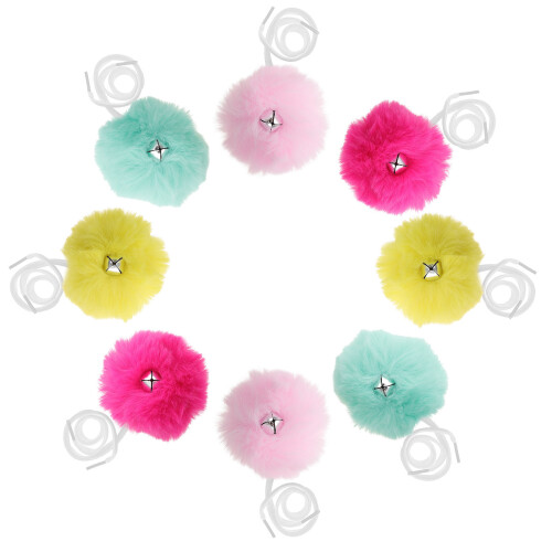 8Paires Pompons Lacets Pour Roller Fourrure Synthétique Colorée