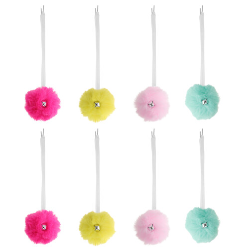 8Paires Pompons Lacets Pour Roller Fourrure Synthétique Colorée 2