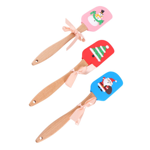 9Pièces Spatules Silicone Cuisine Bois Résistantes Chaleur