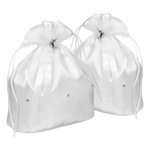 6Pièces Mariage Satin Cordon Coeur Strass Élégant 2