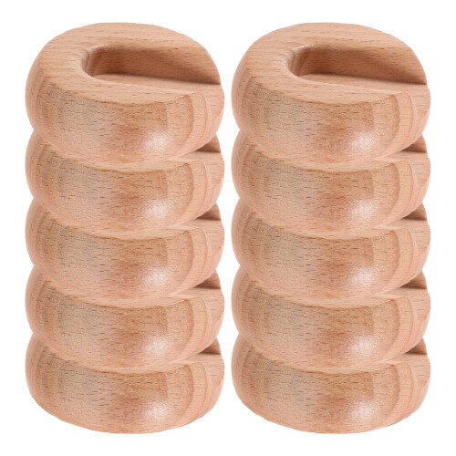 30Pièces Support En Bois Naturel Khaki Pour Tringle Solide 1