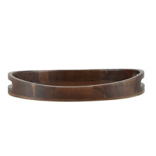 2Pcs Oval Solid Wood Tray Light Brown Portable Serving Platter