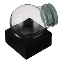 3Pièces Ensemble DIY Globe Neige Verre Transparent Noir Base Bois Solide