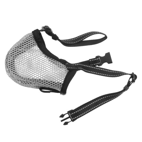 2Pièces Muselière Soft Mesh Grise Ajustable Pour En Promenade 1